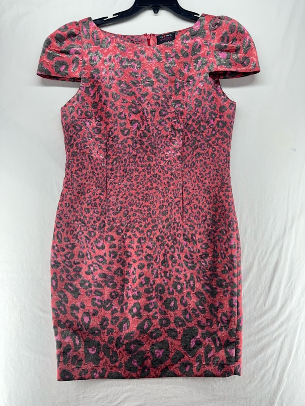 Giambattista Valli Impulse Leopard Print Metallic‎ Sheath Dress Pink Cocktail 12